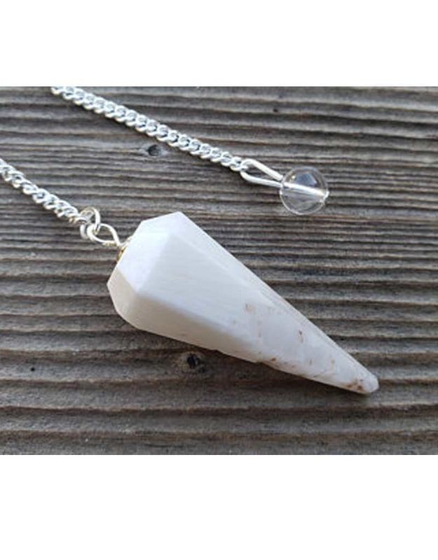 Scolecite Faceted Pendulum