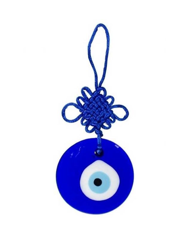 Glass Evil Eye Talisman on Eternity Knot - 2.5&quot; Dia