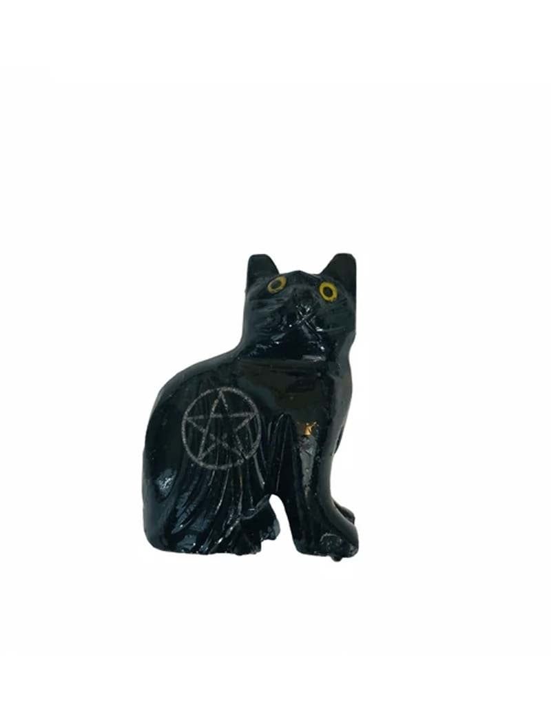 Black Onyx Cat w/ Pentacle - 1.5&quot;