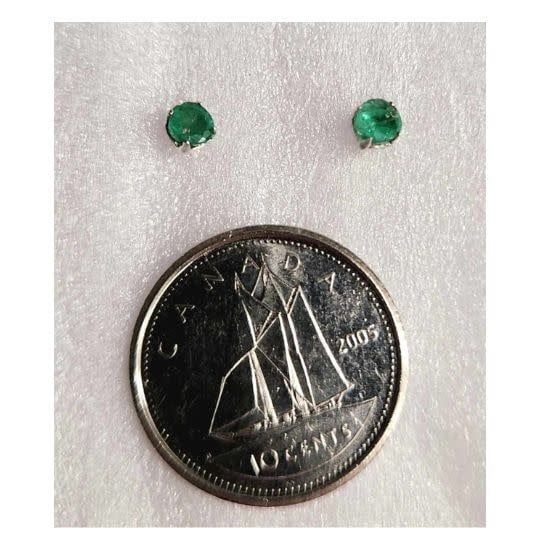 Emerald 2mm Sterling Silver Stud Earrings