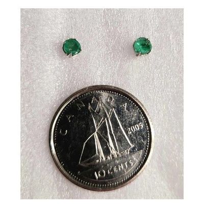 Emerald 2mm Sterling Silver Stud Earrings