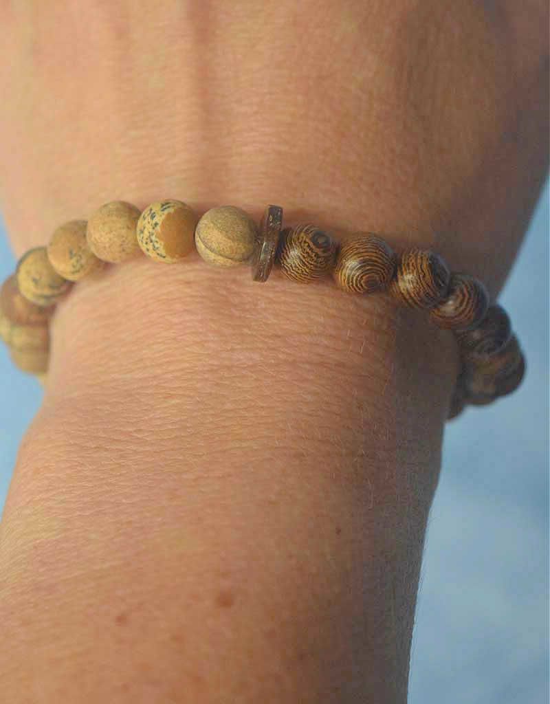Wood &amp; Jasper Desert 8MM Men&#39;s Bracelet