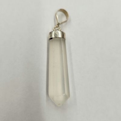 Clear Calcite Faceted Bullet Pendant - Sterling Silver