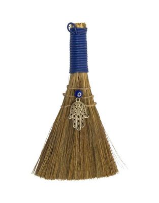 Hanging Broom w/ Evil Eye Fatima Hand  - 8.5″L