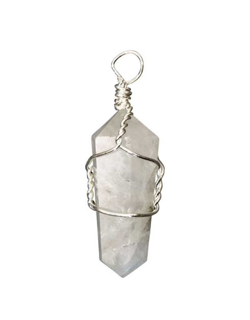 Rainbow Moonstone Wrapped Point Pendant