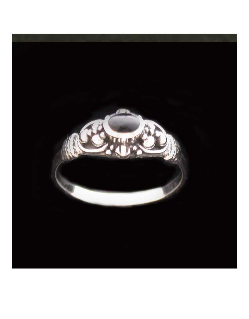 Black Onyx Bezel Ring Sterling Silver - Size 5