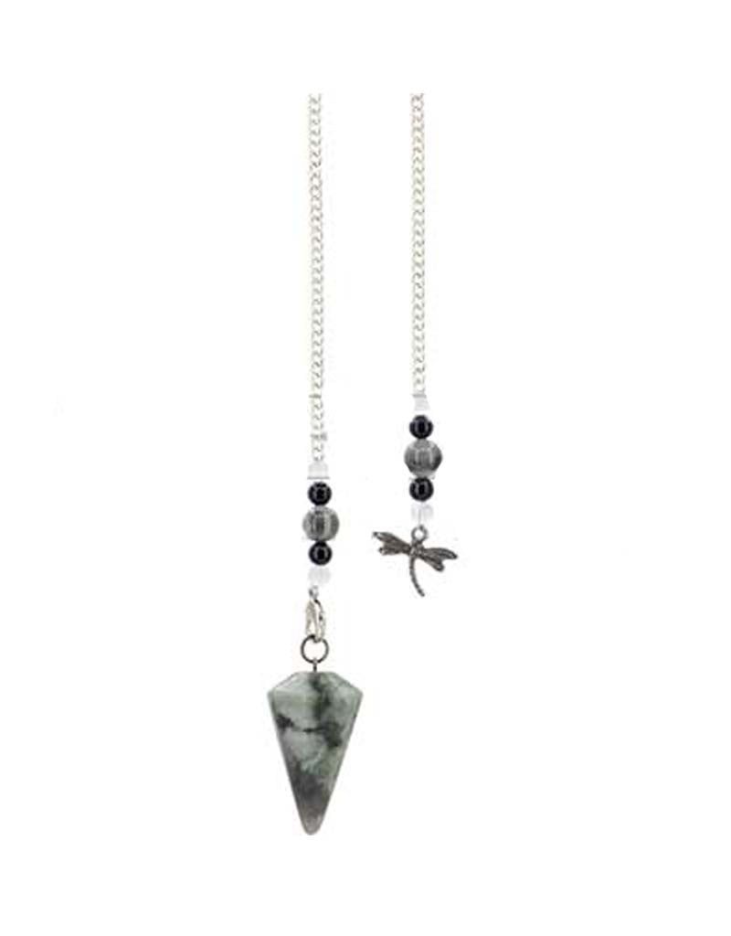 Emerald Hexagonal Pendulum w/ Dragonfly