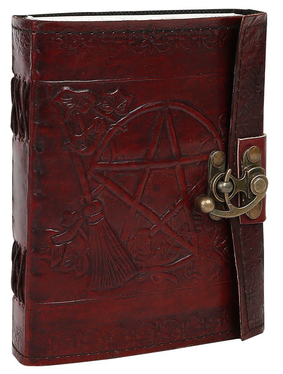 Pentagram with Broom 5 x 7 Leather Journal