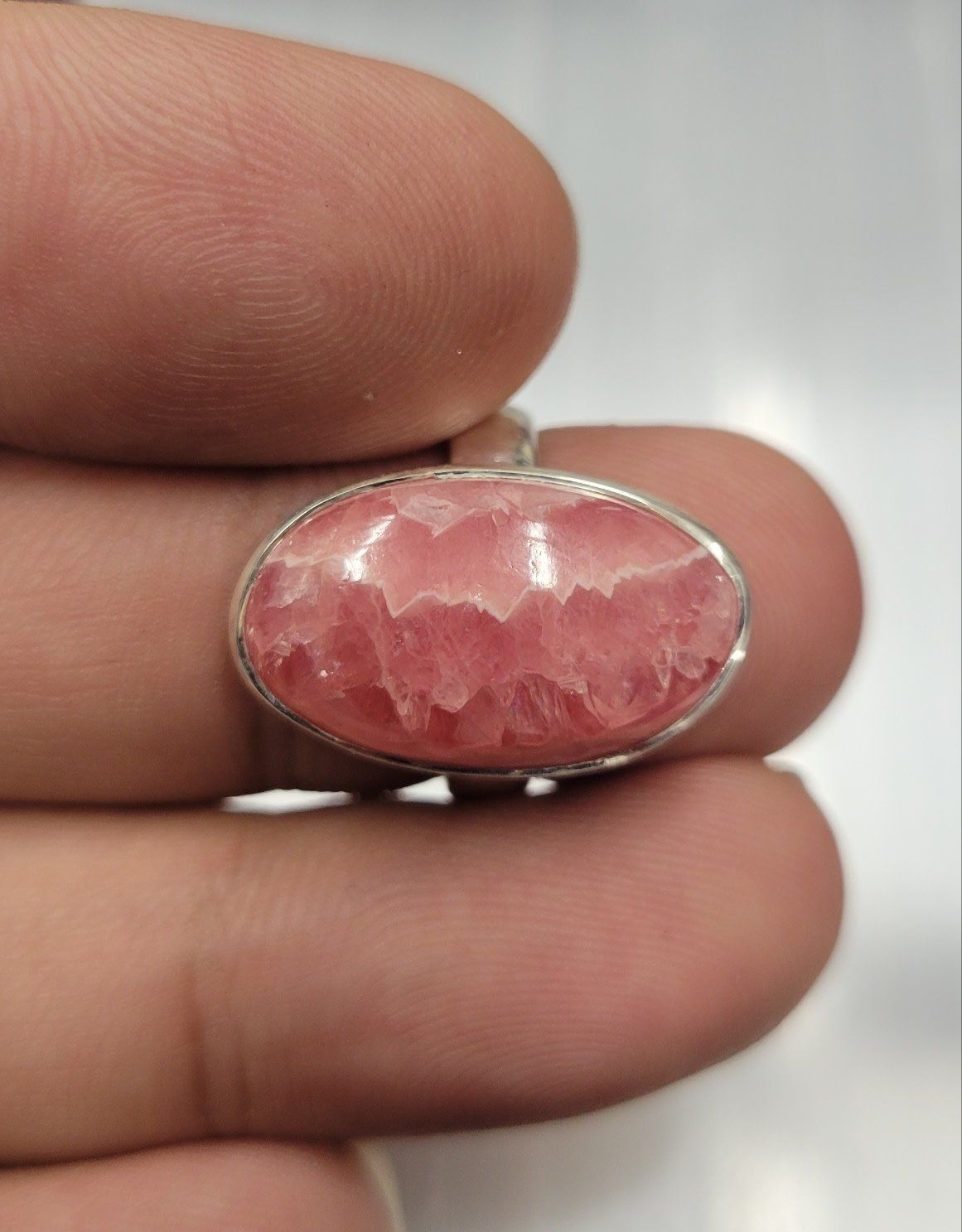Rhodochrosite Ring - Size 6 Sterling Silver