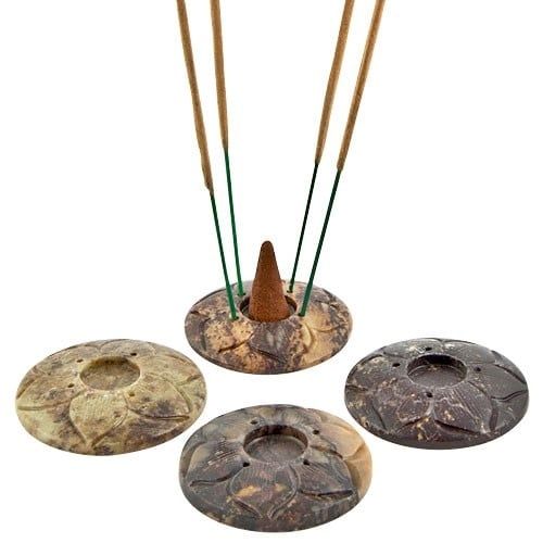 Soapstone Carved Lotus Cone/Incense Burner 2&quot;