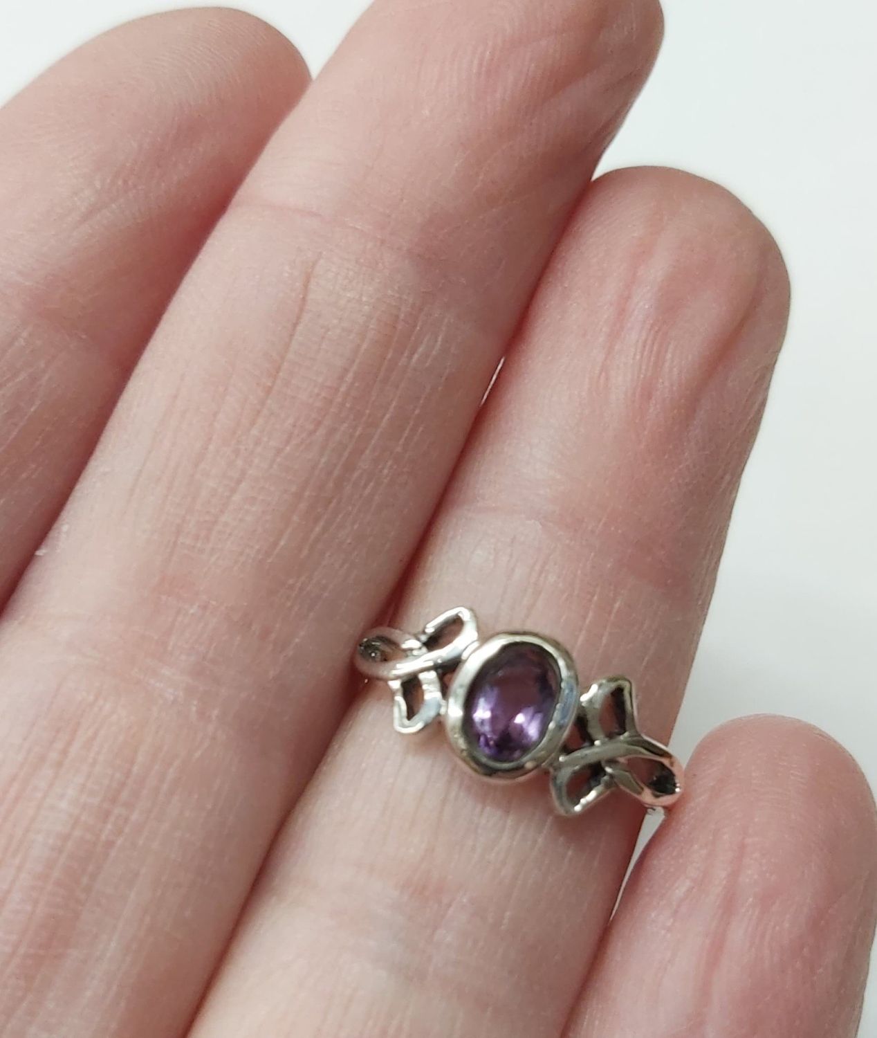 Celtic Knot with Amethyst Ring - Size 6 Sterling Silver