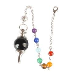 Black Obsidian w Chakras Sephoroton/Ball and Point Pendulum