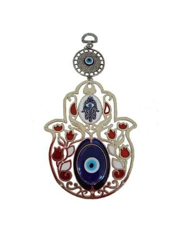 Fatima Hand Evil Eye w Flowers Talisman 8&quot;
