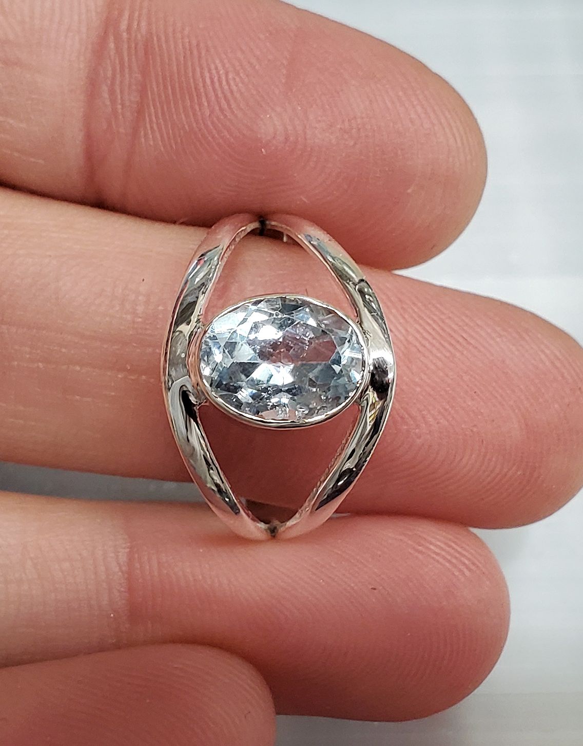 Blue Topaz Ring - Size 8 Sterling Silver