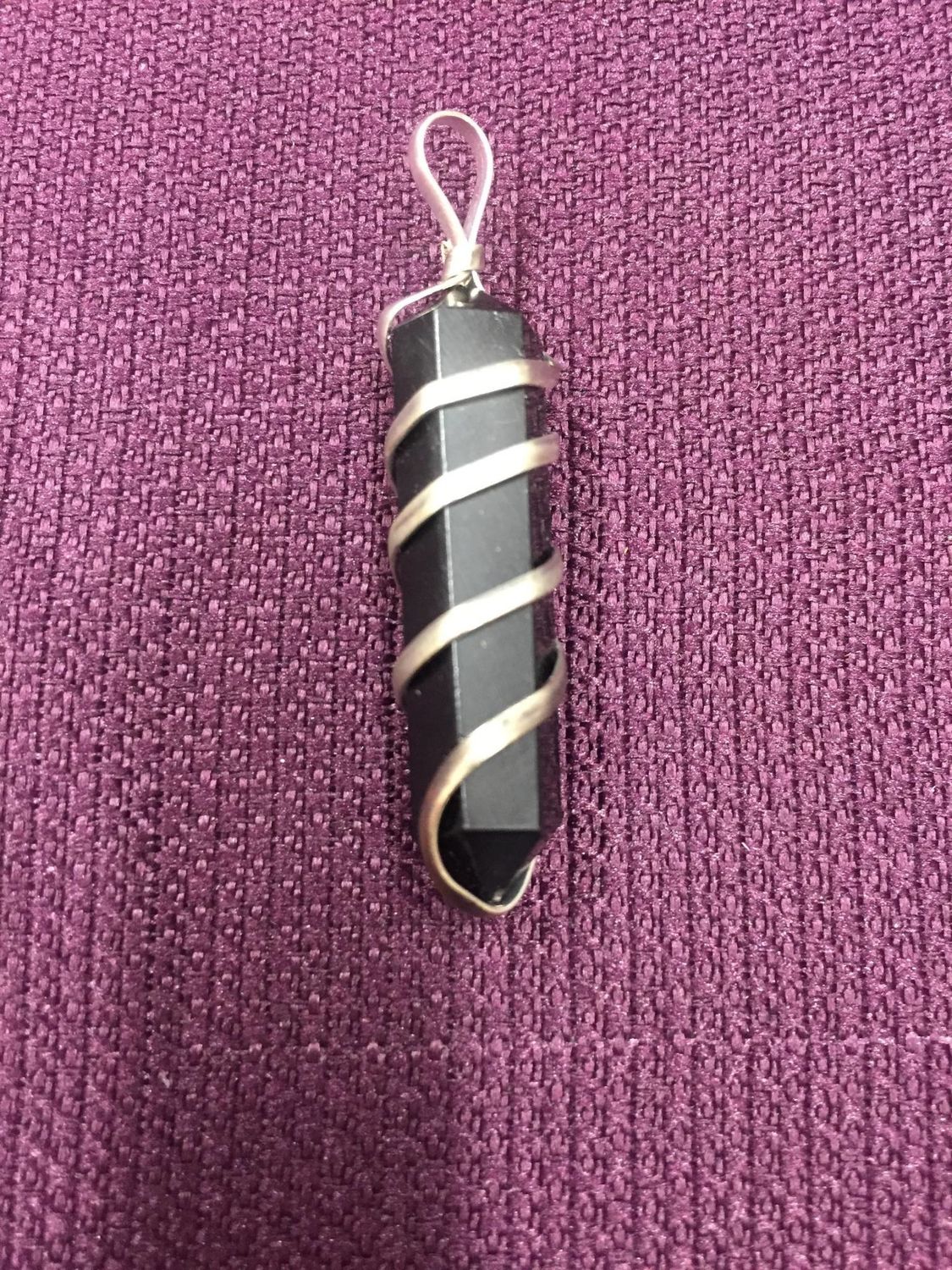 Black Obsidian Spiral Wrapped Pendant