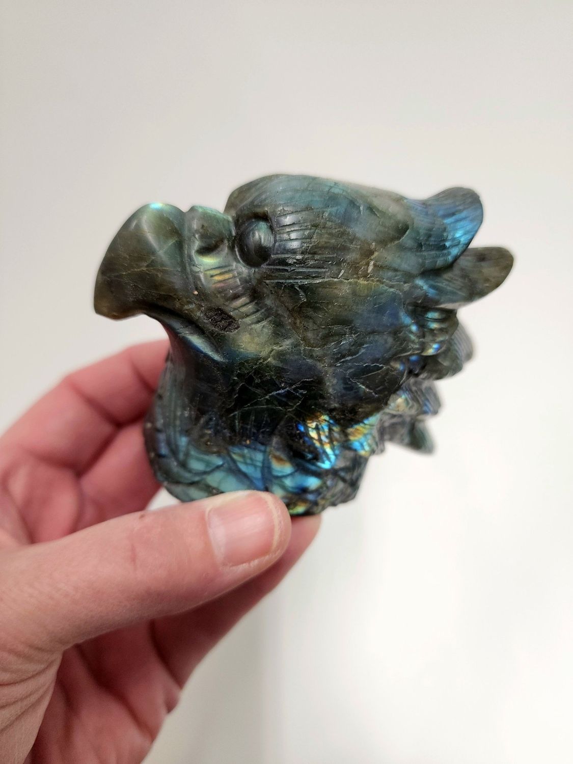 Labradorite Eagle Head Hand-Carved