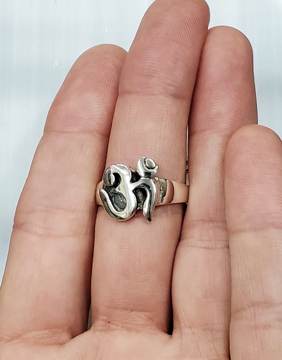 OM Ring D - Size 11 Sterling Silver