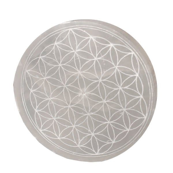 Selenite Flower of Life Incense Burner 4&quot;