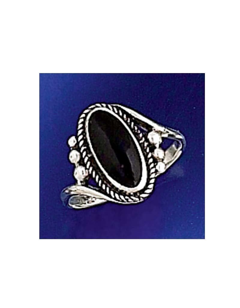 Onyx Oval Ring Sterling Silver - Size 4