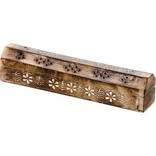 Wood Incense Storage Box  -  Fire Burned Assorted Designs 12&quot;