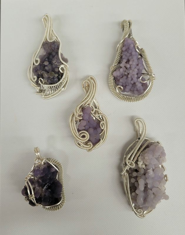 Grape Agate Wire Reeled Pendant