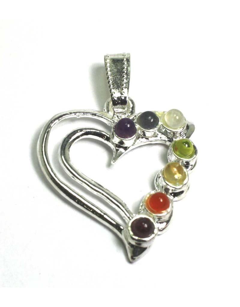 Chakra Heart Pendant - 1.5&quot; Sterling Silver