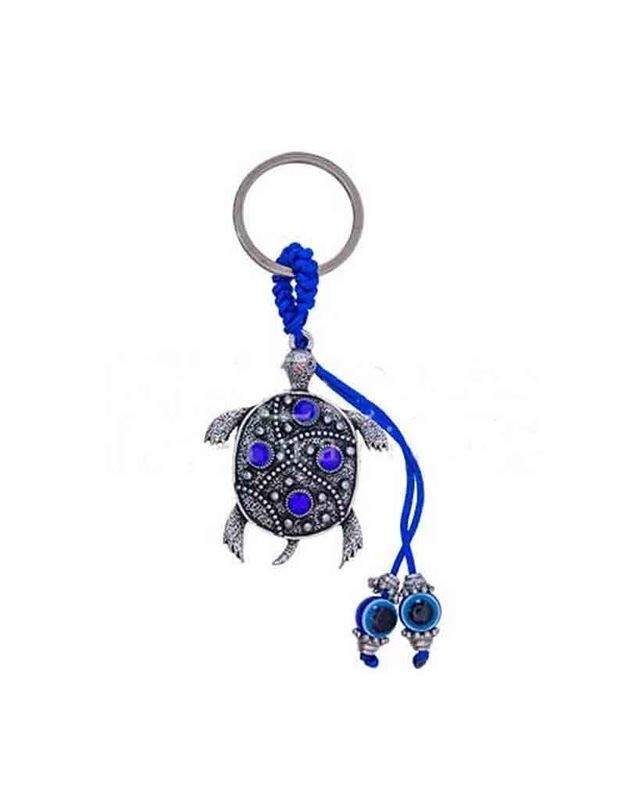 Evil Eye Turtle w/ Beads  Keychain - 4&quot;