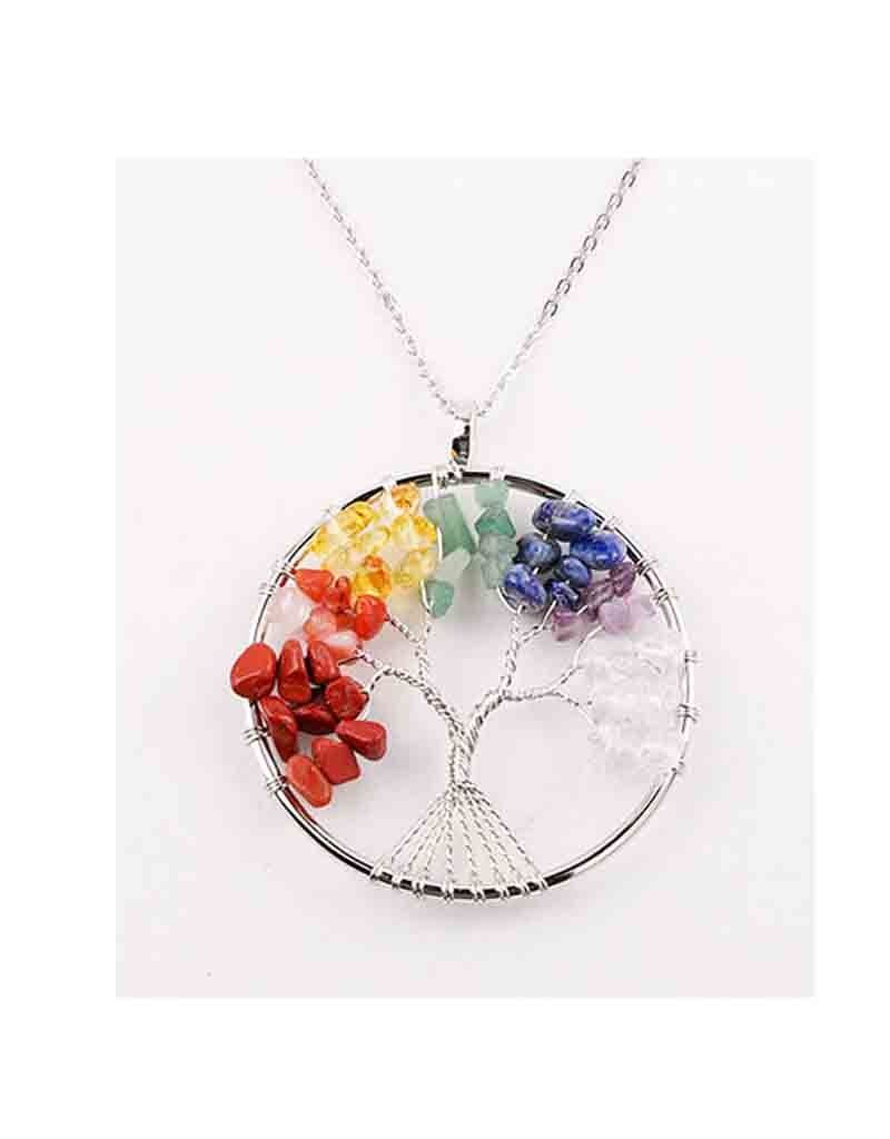 Tree of Life Necklace with Chakra Colors 2&quot;
