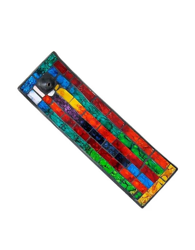 Ceramic Incense Holder Chakra Mosaic - 8&quot;x2&quot;