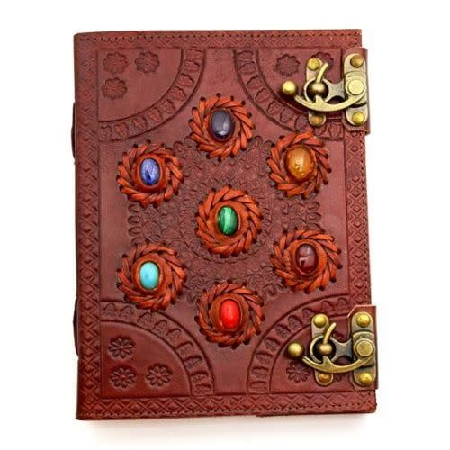 Chakra Stones 6&quot;x 8&quot; Leather Dual Clasp - Journal