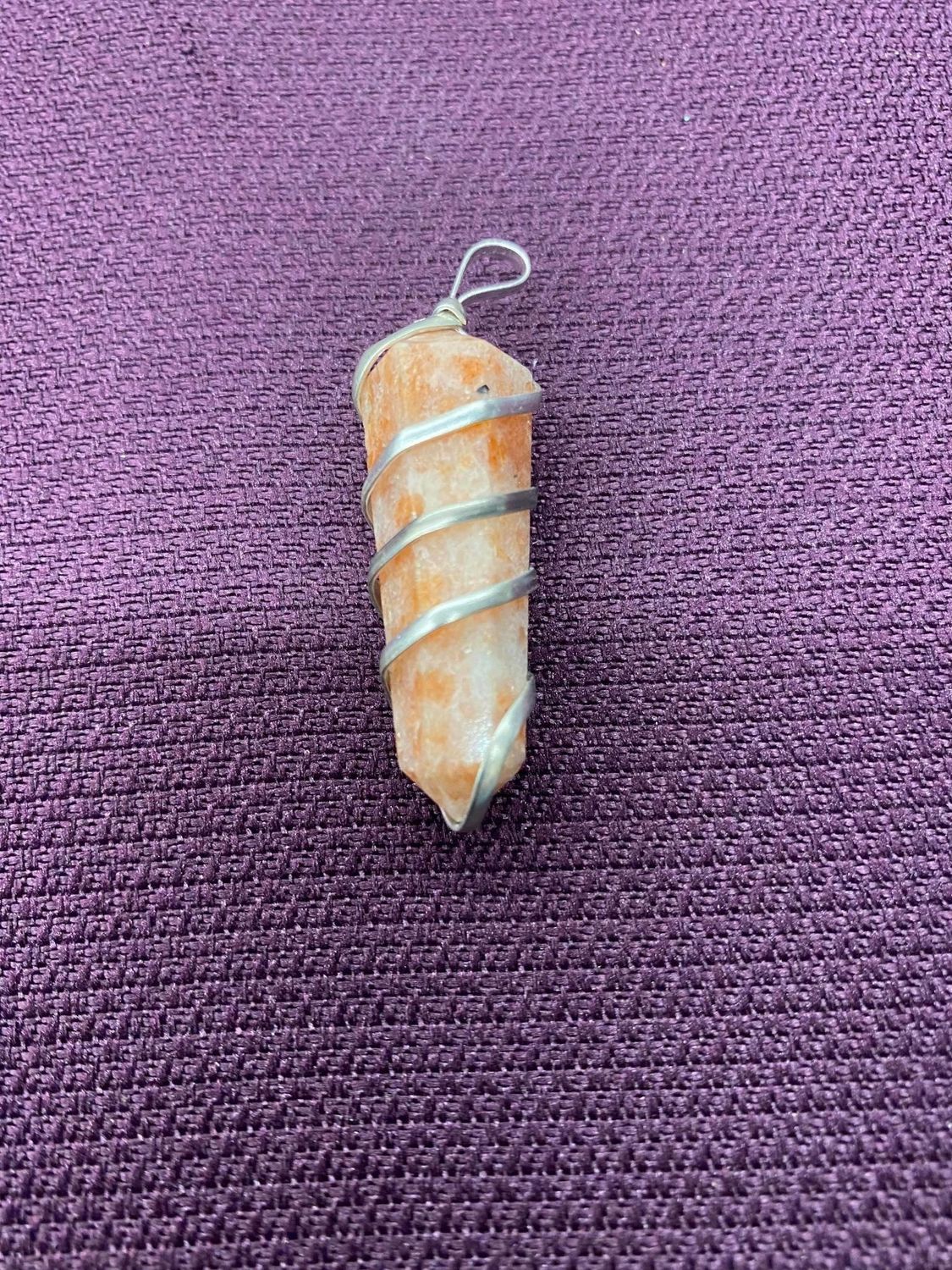Sunstone Spiral Wrapped Pendant