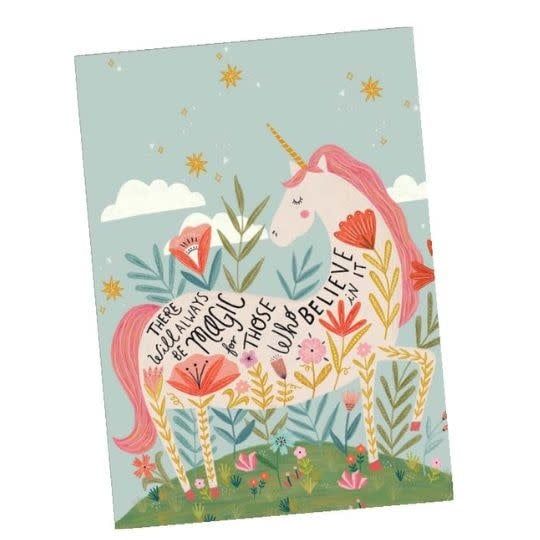 Magical Floral Unicorn Greeting Card