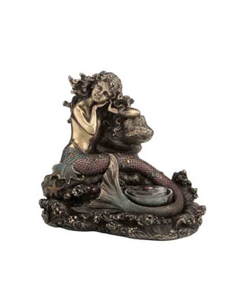 Mermaid on Rock Statue/Candle Holder 6.5&quot;x 6&quot;