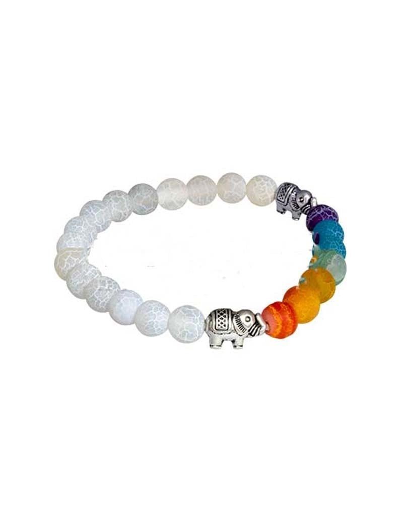 Cracked Agate Chakras with Elephant - 8mm Bracelet