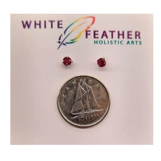 Ruby 3mm Sterling Silver Stud Earrings