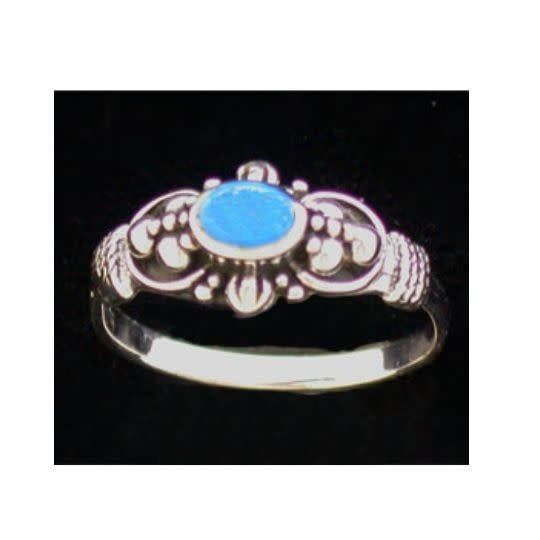 Turquoise Bezel Ring Sterling Silver - Size 5