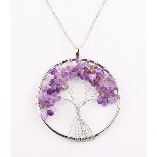Tree of Life Necklace with Amethyst 2&quot;