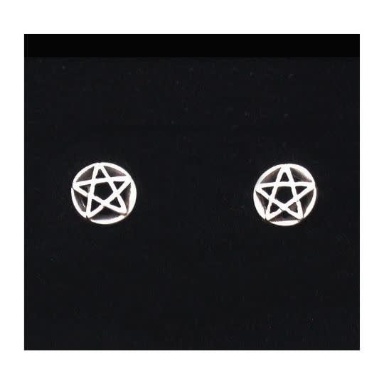 Pentacle Sterling Silver Stud Earrings 6mm