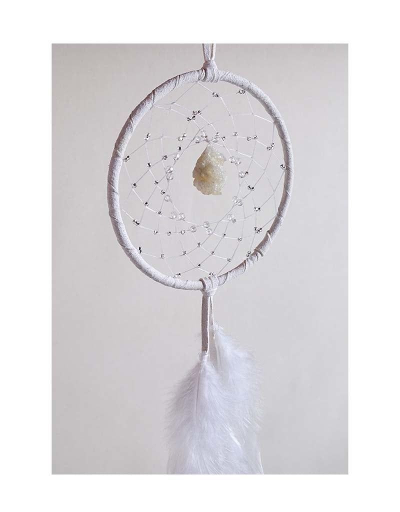 White 4&quot; Dream Catcher w Druzy