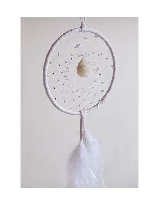 White 4&quot; Dream Catcher w Druzy