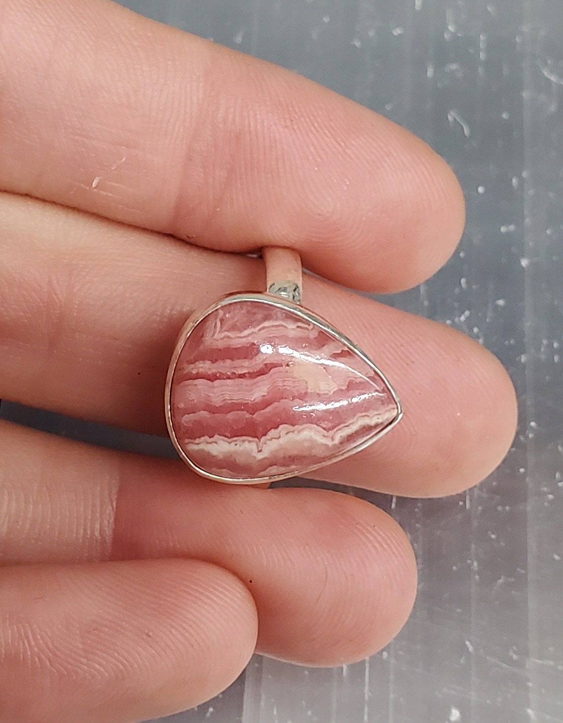 Rhodochrosite Ring A - Size 8 Sterling Silver