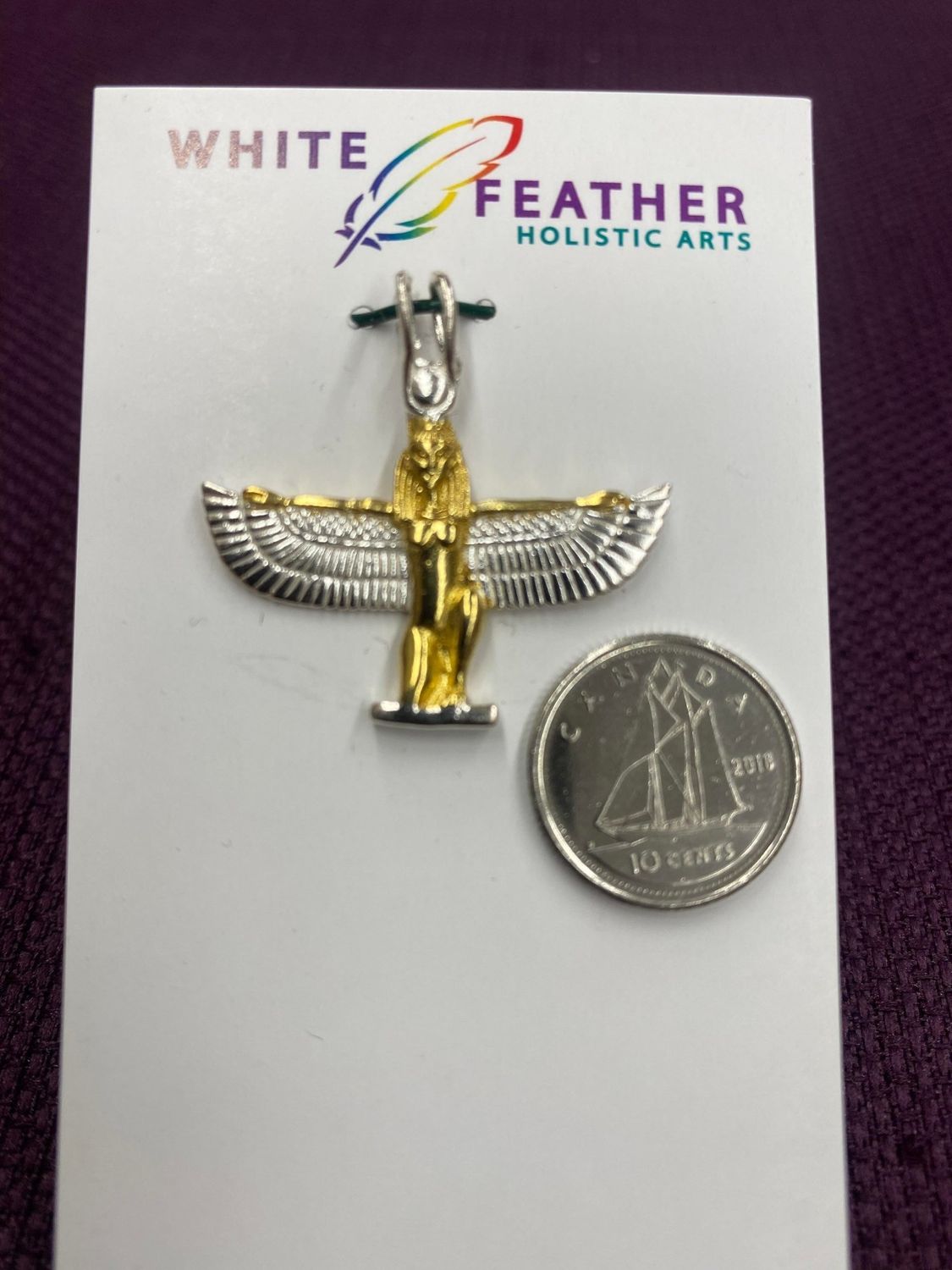 Isis Rising - Sterling Silver and Gold Plated Pendant 1.25&quot;