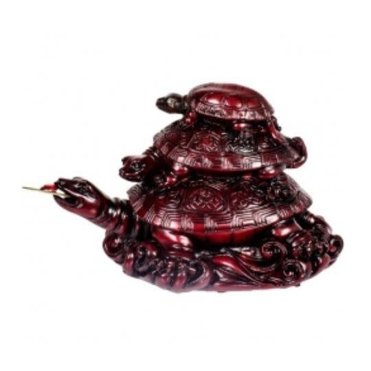 Turtle Statue Protection Red Polyresin 5&quot;