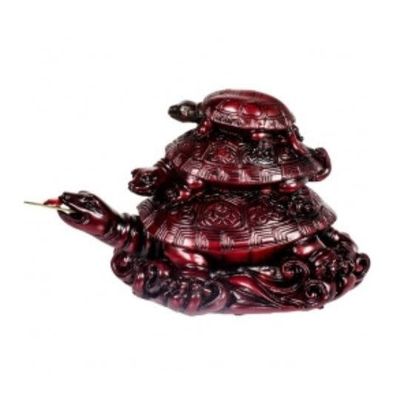 Turtle Statue Protection Red Polyresin 5"