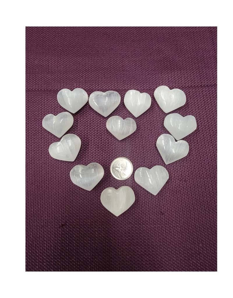 Selenite Puffed Heart .75&quot;-1.5&quot;
