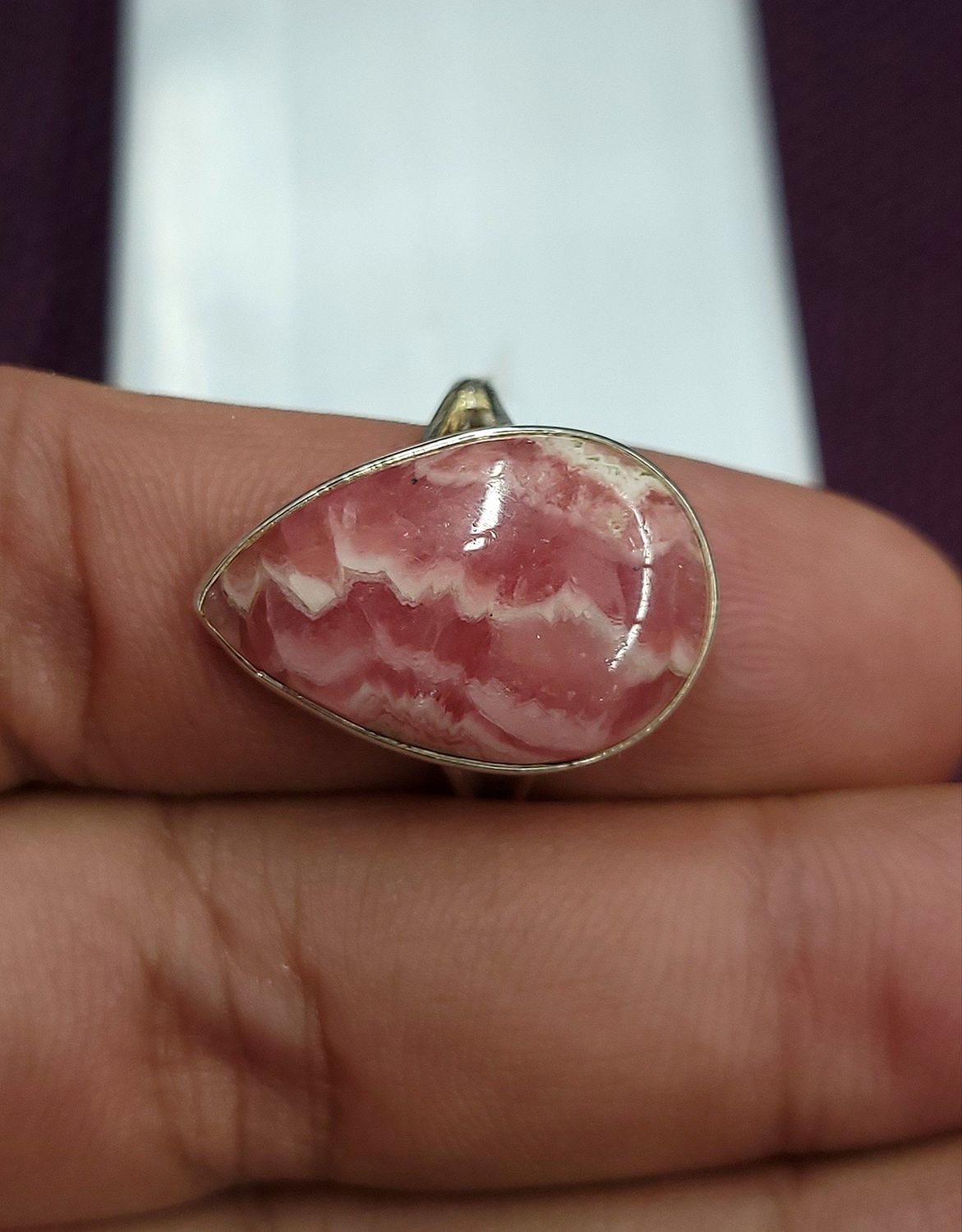 Rhodochrosite Ring A - Size 10 Sterling Silver