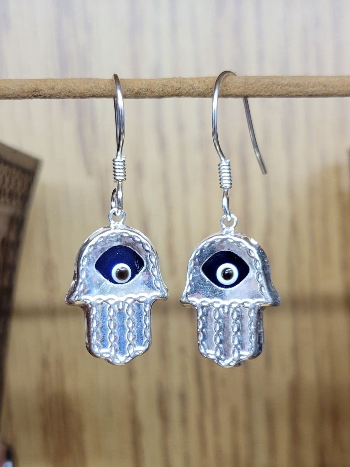 Evil Eye &amp; Fatima Hand Sterling Silver Earrings