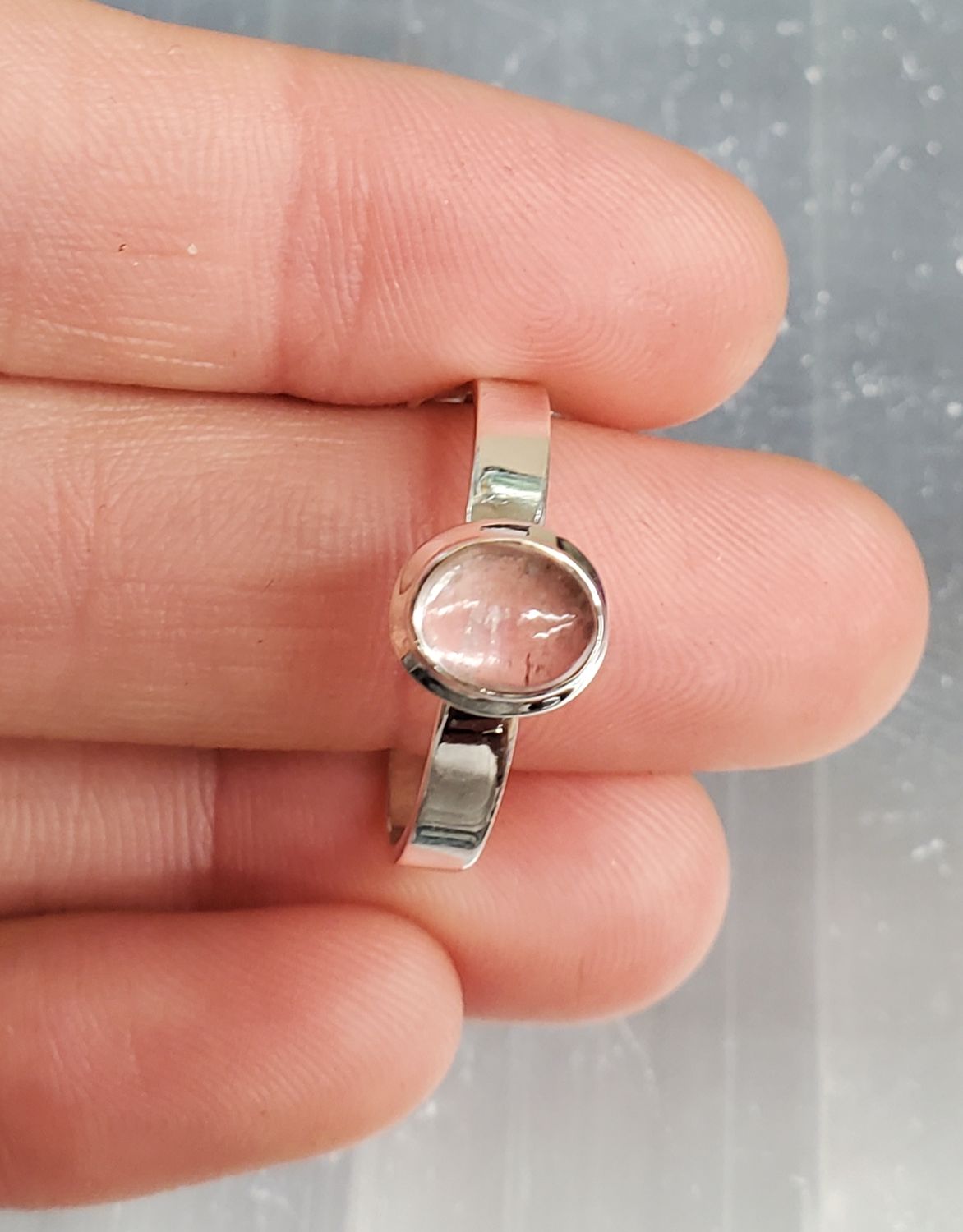 Morganite Ring A - Size 10 Sterling Silver