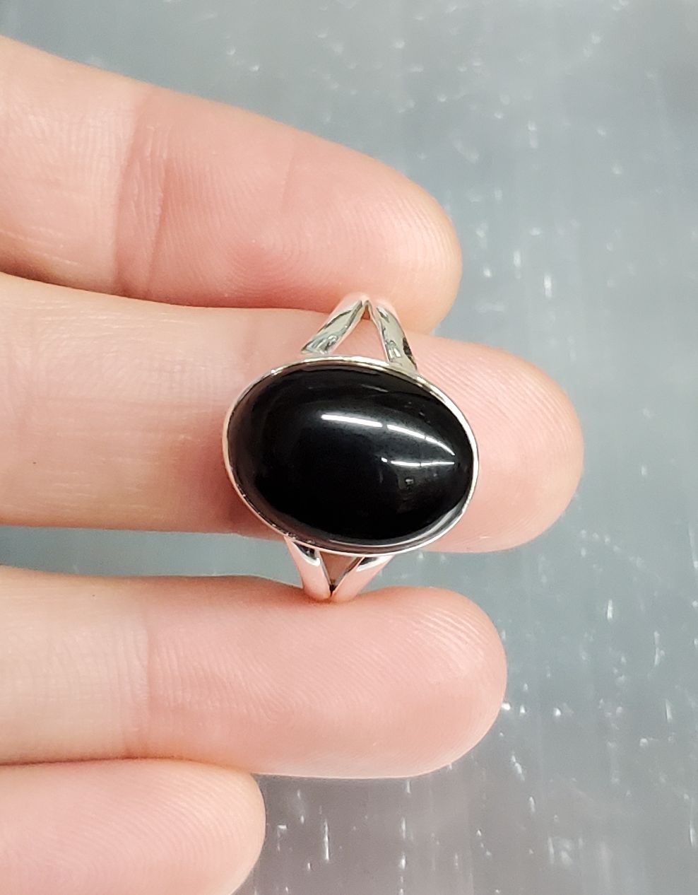 Onyx Ring A- Size 10 Sterling Silver