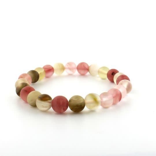 Watermelon Quartz Matte Round Bracelet 8MM